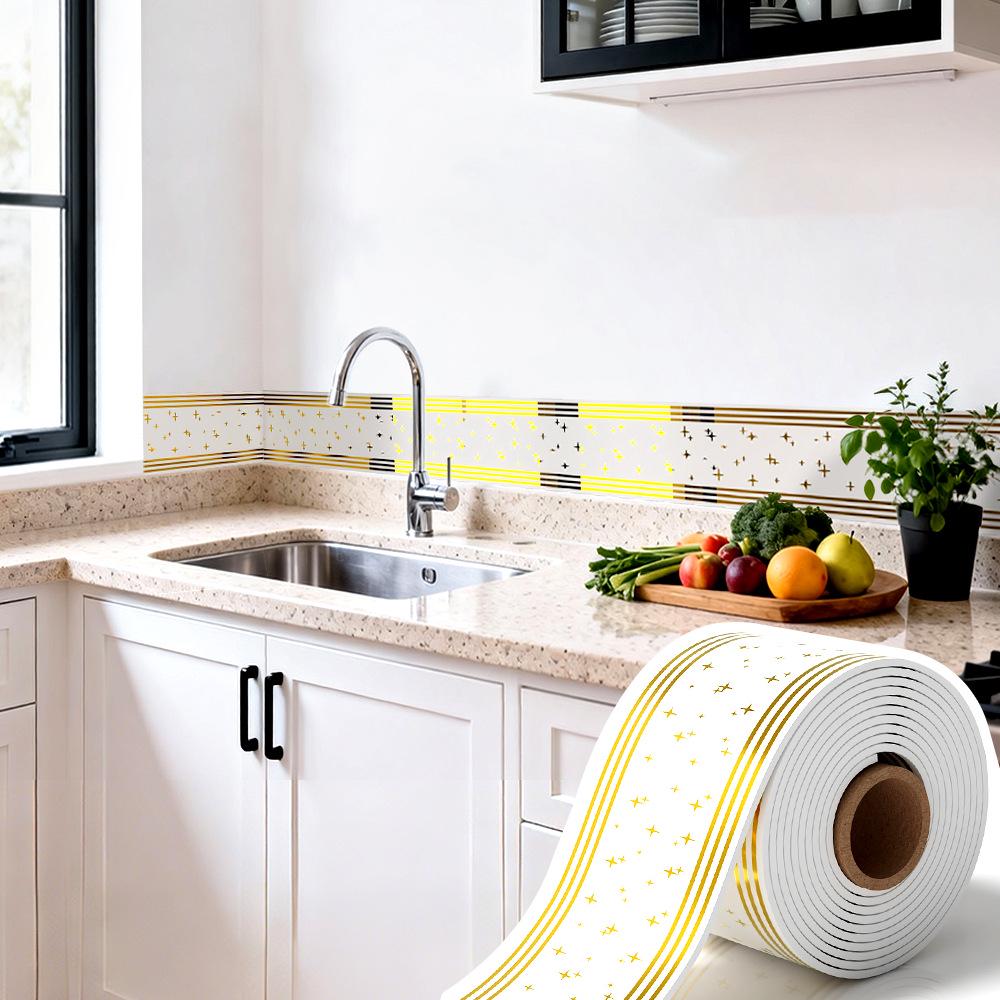 Thickened Waterproof PVC Self-Adhesive Tile-Look Baseboard Sticker