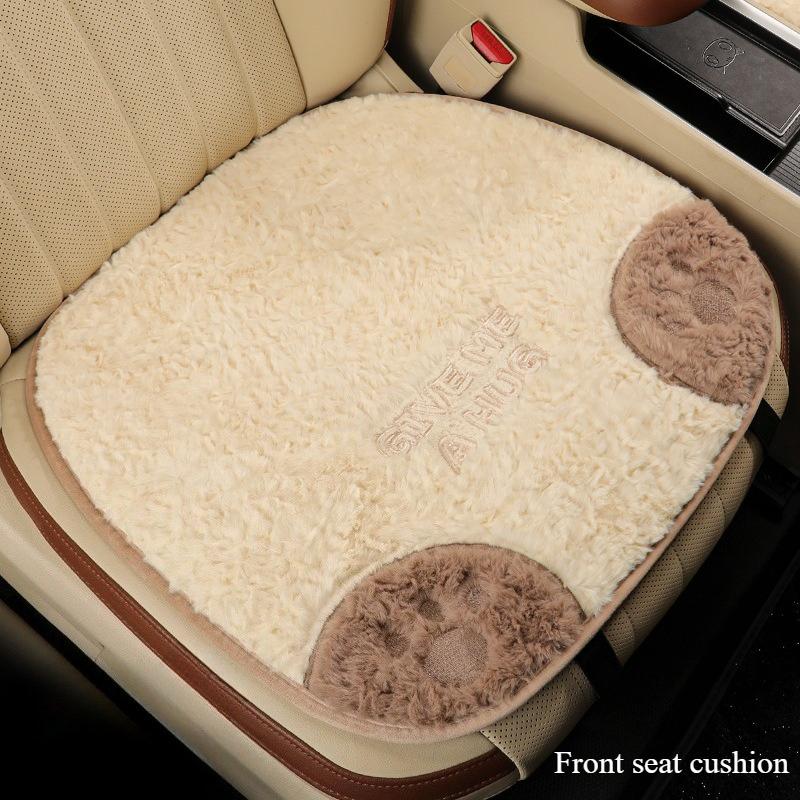 Cartoon 3D Bear Universal Car Seat Cushion Covers Plush Backrest for Autumn Winter Warm Cute Designed Seat Accessories