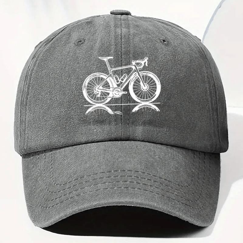 Stylowa czapka z daszkiem z nadrukiem roweru szosowego, z nadrukiem roweru wyścigowego. Regulowana, odpowiednia na każdą porę roku.