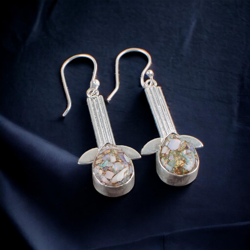 Pink Opal Copper Gemstone 925 Sterling Silver Trendy  Jewelry Earrings For Wife EE-36-34