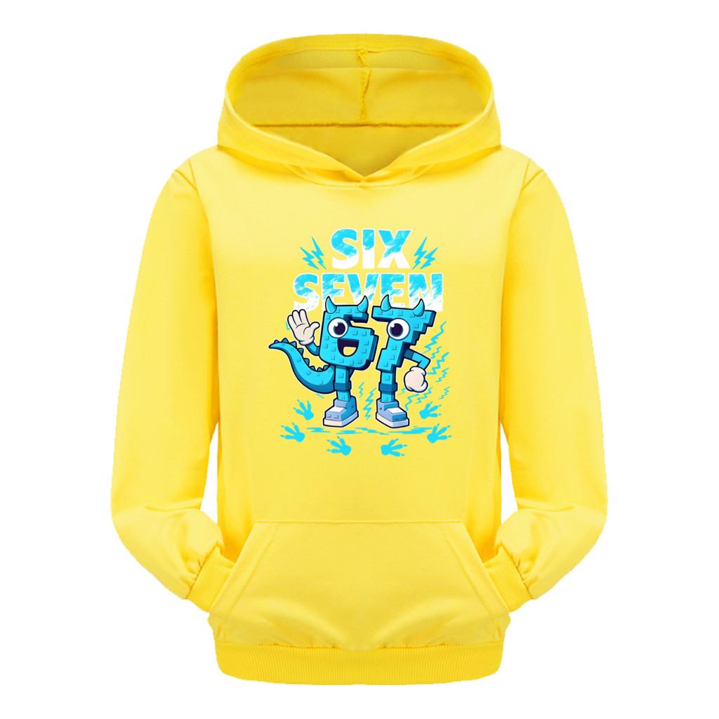 5192 Kinder Jungen Mädchen Steal a Brainrot 67 Six Seven Bedruckter Freizeit-Langarm-Hoodie Top