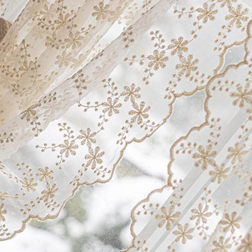 1 stk NAPEARL Blomsterbroderi Blonder Skjær Gardin Fransk Landstil Kremstil Halvgardin for Soverom Stue Vindu Utstillingsvindu Hjemmeinnredning
