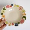 1Pc Healthy Underglaze Painted Ceramic Plates Exquisite Floral Pattern Porcelain Tableware Fruit Salad Bowls Kitchen Accessories