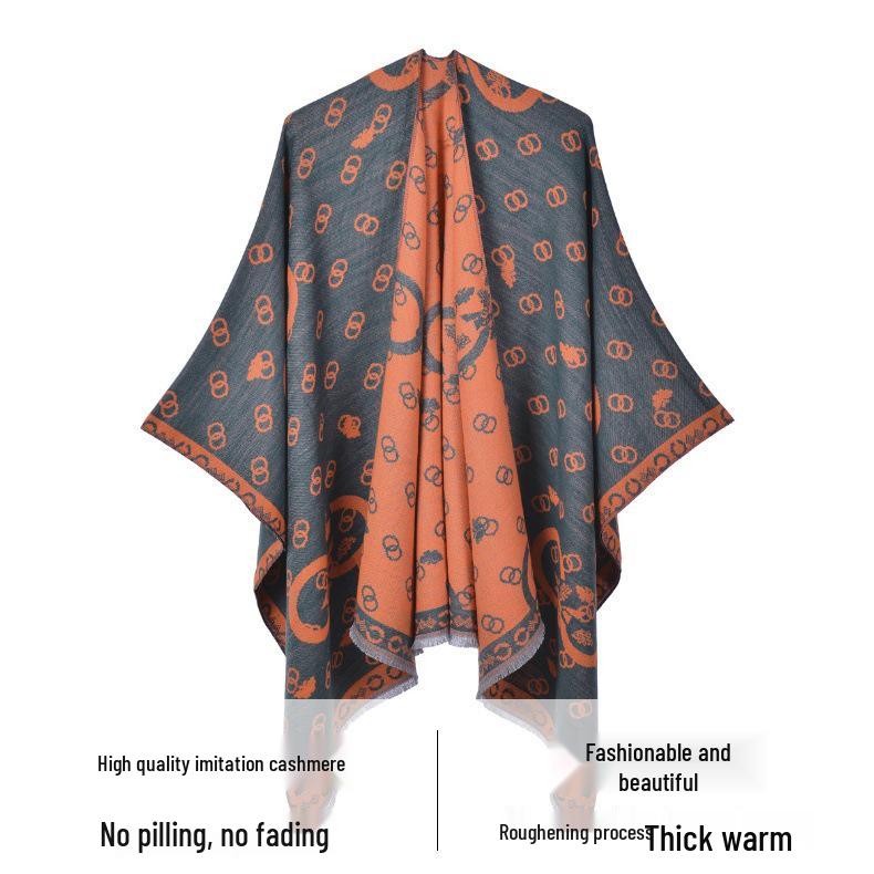 Women's Retro Double-Sided Tassel Cape Scarf Shawl