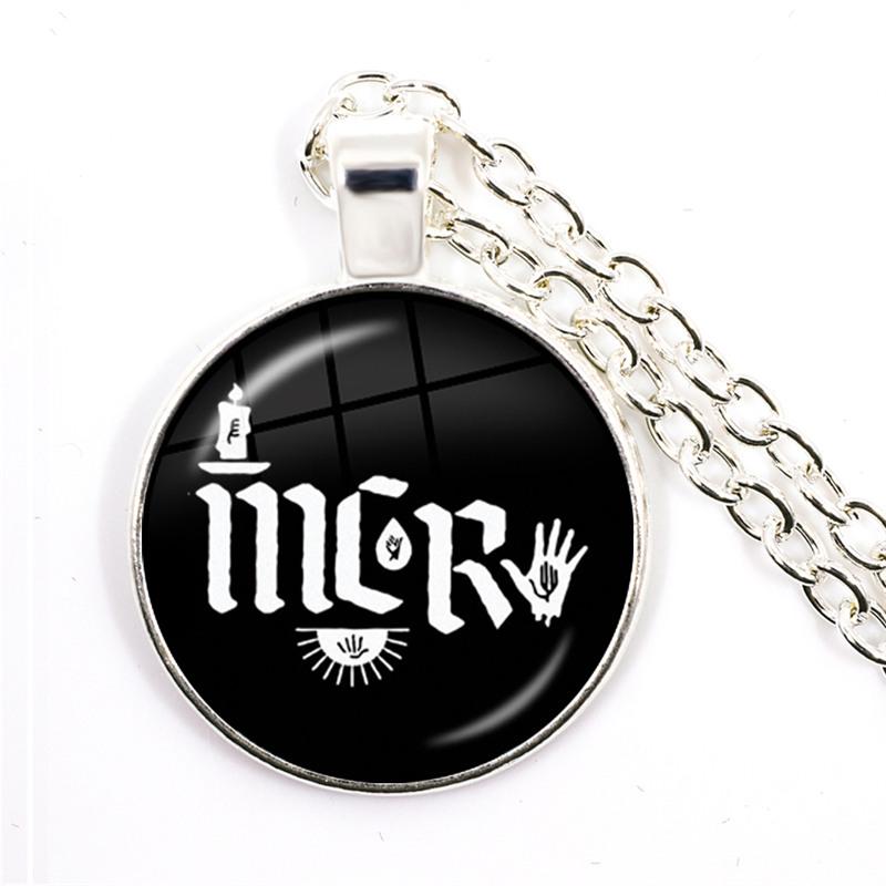 Punkové náhrdelníky Rocková kapela My Chemical Romance Kulatá skleněná kopule Kabošon Náhrdelník Módní Fanoušci Článkový řetěz Šperky