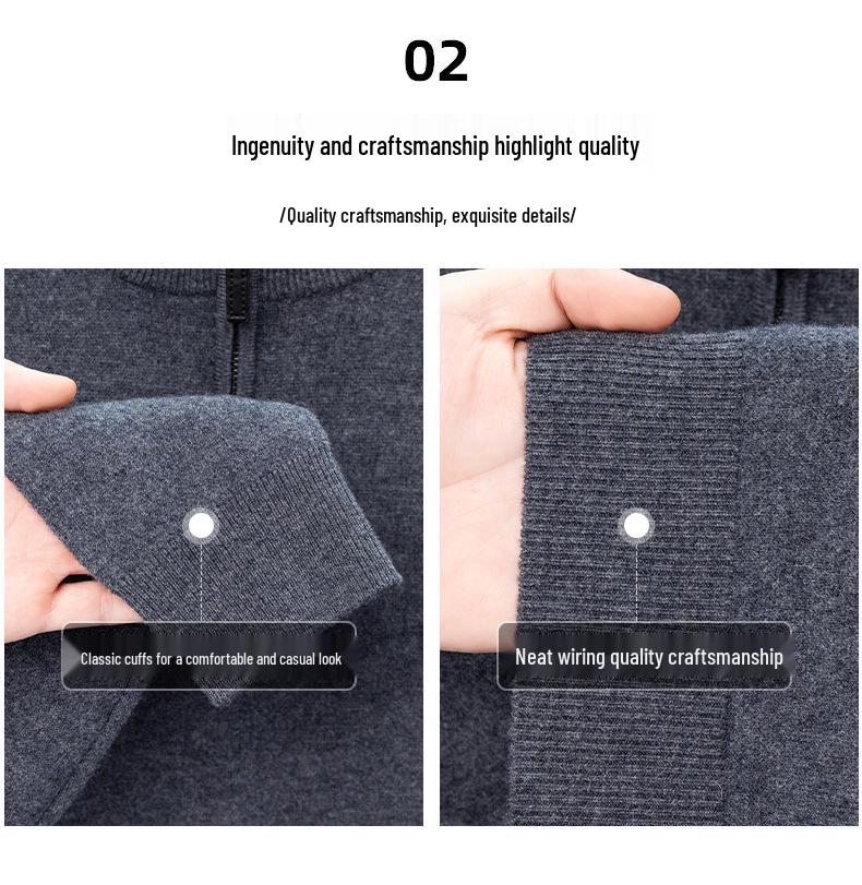 Men's Thick Wool Base Layer Sweater with Half-High Collar and Zipper - Perfect for Autumn and Winter Warmth