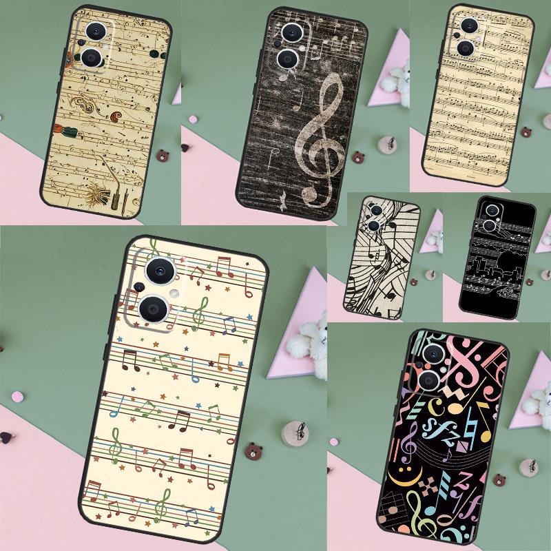 Music Score Musical Notes Case For OPPO Reno 15F 14F 11 12 13 F 14 10 15 Pro 7 8 Lite OPPO Find X5 X6 X8 X9 Pro Cover