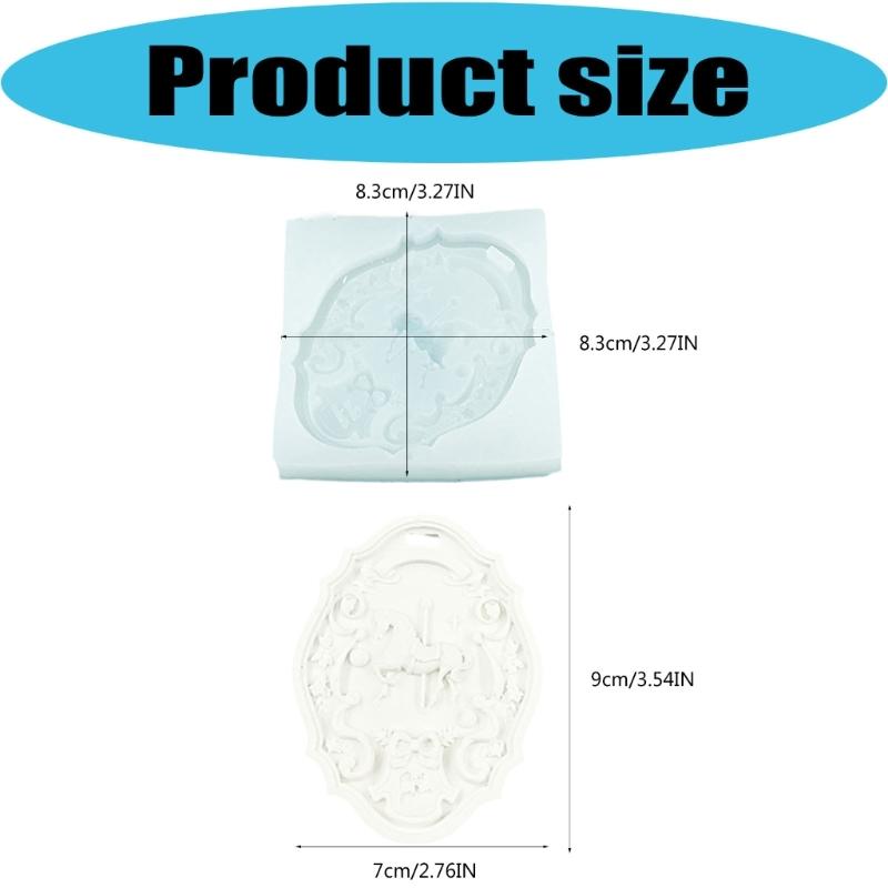 Carousel Relief Casting Mold for DIY Decors Projects, Flexible Silicone Plaque Form with Hanging Slot for Plasters, Aromas Diffuser Stone, Fondant and