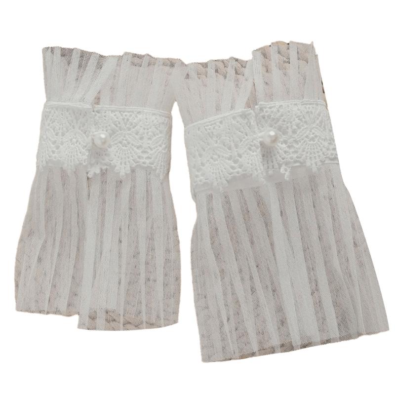 Ruffled Lace Faux Sleeves Girl Decorative Sleeves Elegant Detachable Wrist Cuffs
