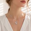 Romantic Double Swan Pendant Necklace Cubic Zirconia Silver Tone Dainty Clavicle Chain Pendant Jewelry Gift for Women Daily Birthday Valentine's Day