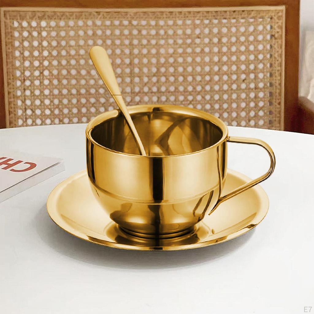 Cappuccino à double paroi incassable avec soucoupe et cuillère à café