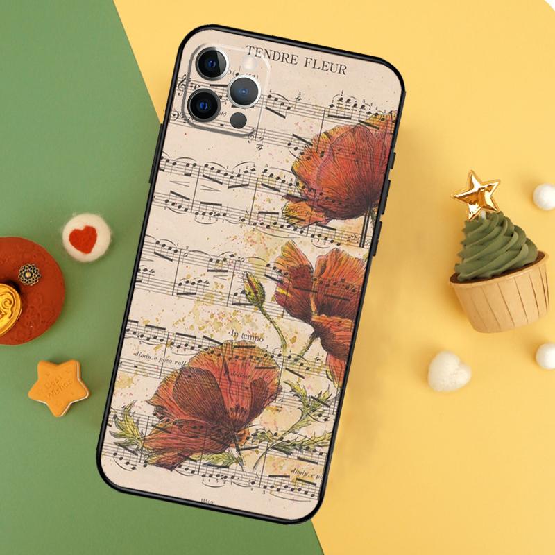 Sheet Music Cover For iPhone 16 15 14 13 12 11 Pro Max Plus Mini 7 8 X XS Max XR Phone Case