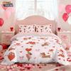 3pcs Romantic Valentine's Day Pink Love Sausage Dog Printed Chipless Quilt Set Multi Size Bedroom Bedding Festival Decoration