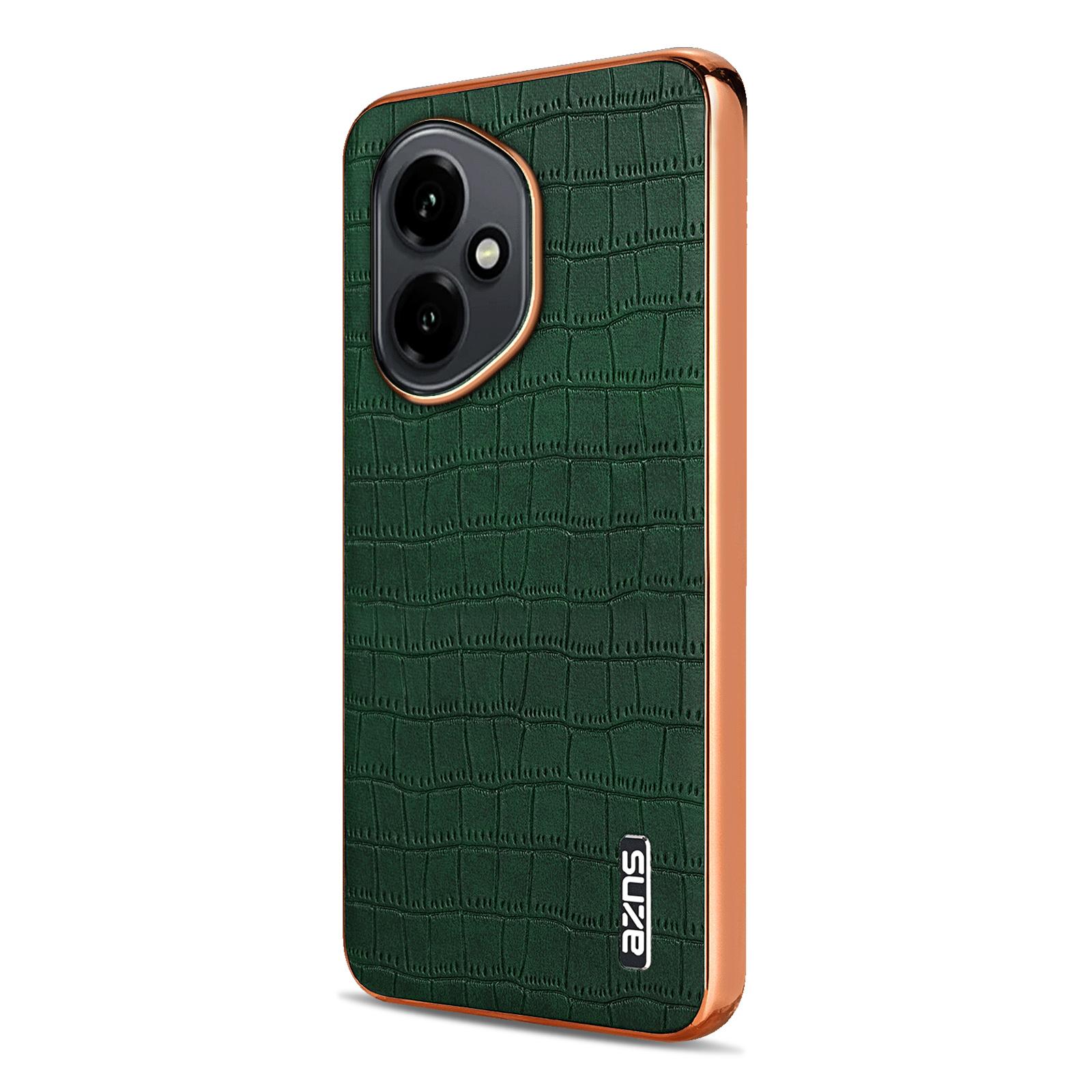 

AZNS Для Honor 400 5G (Глобальный) Чехол Гальваническое покрытие Текстура крокодила ПУ+ТПУ Чехол для телефона Green