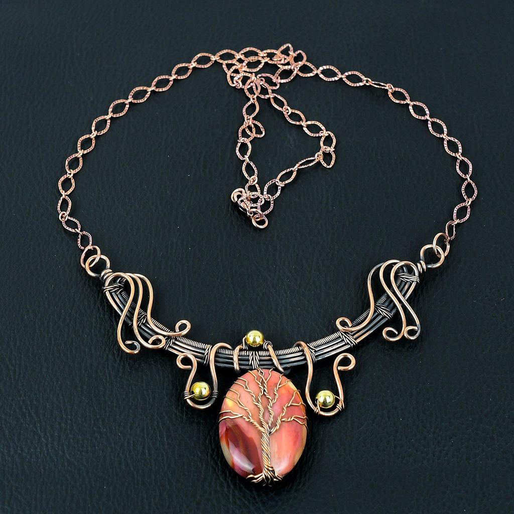 Astonishing Mookaite Gemstone Handmade Pure Copper Wire Wrap Jewelry Necklace For Love