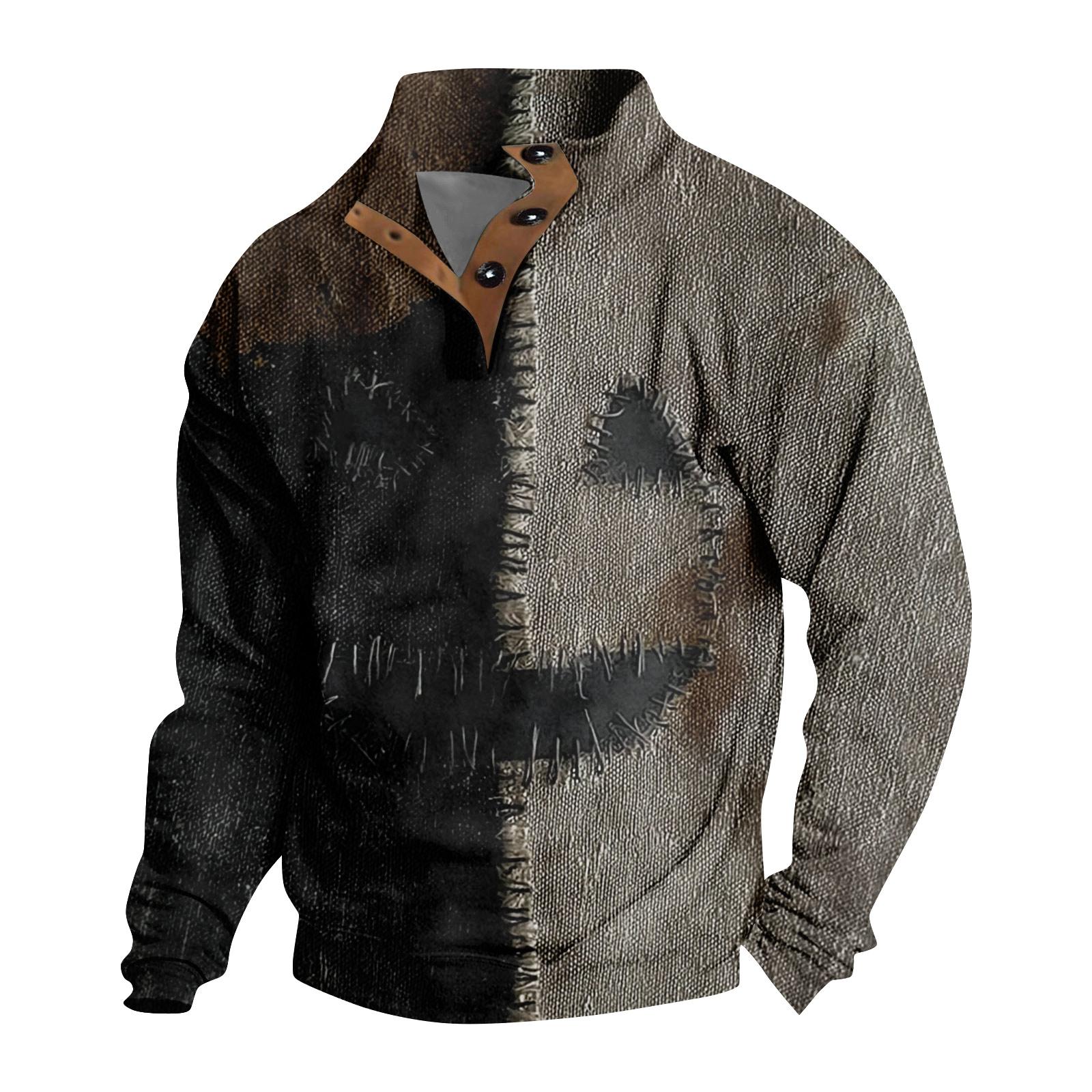 

Мужская повседневная модная рождественская принтованная толстовка без капюшона, широкая мужская свободная толстовка с капюшоном и воротником-стойкой XL