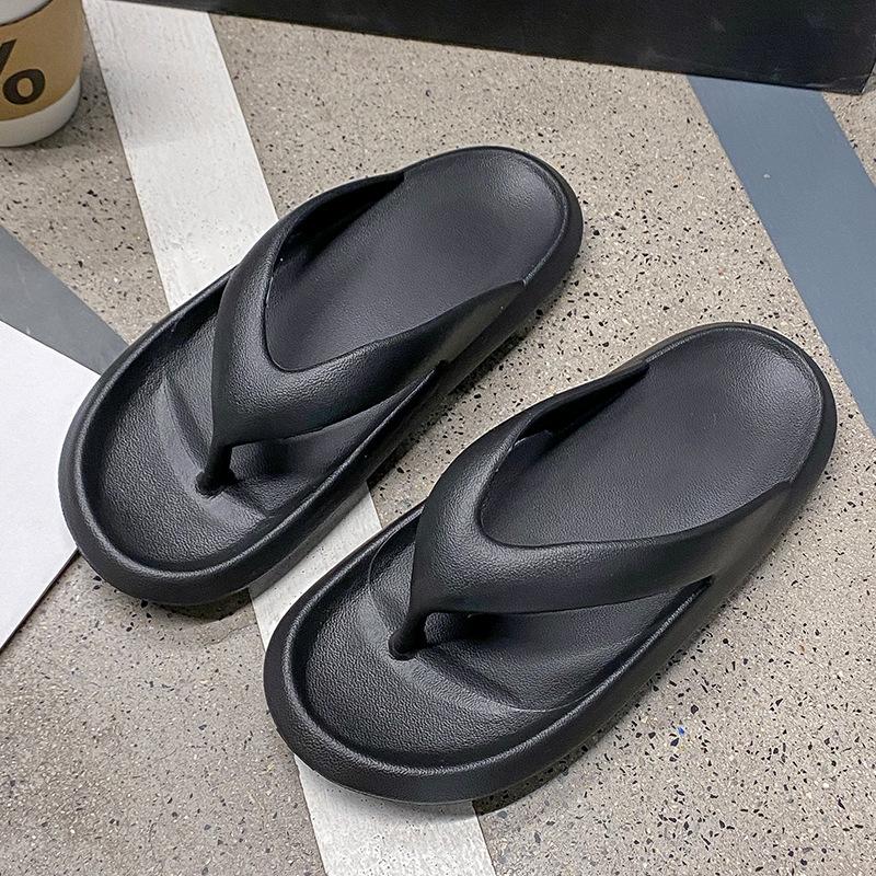 Flip-flops women's summer clip beach couple's new foot thick-soled outer wear sandals men's bathroom bath non-slip slippers