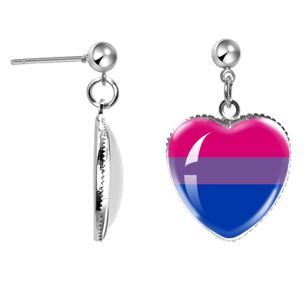 LGBT Kunst Homo Lesbische Trots Regenboog Hartvormige Glazen Cabochon Druppel Oorbellen Bedel Sieraden Voor Homoseksualiteit Meisjes Cadeau