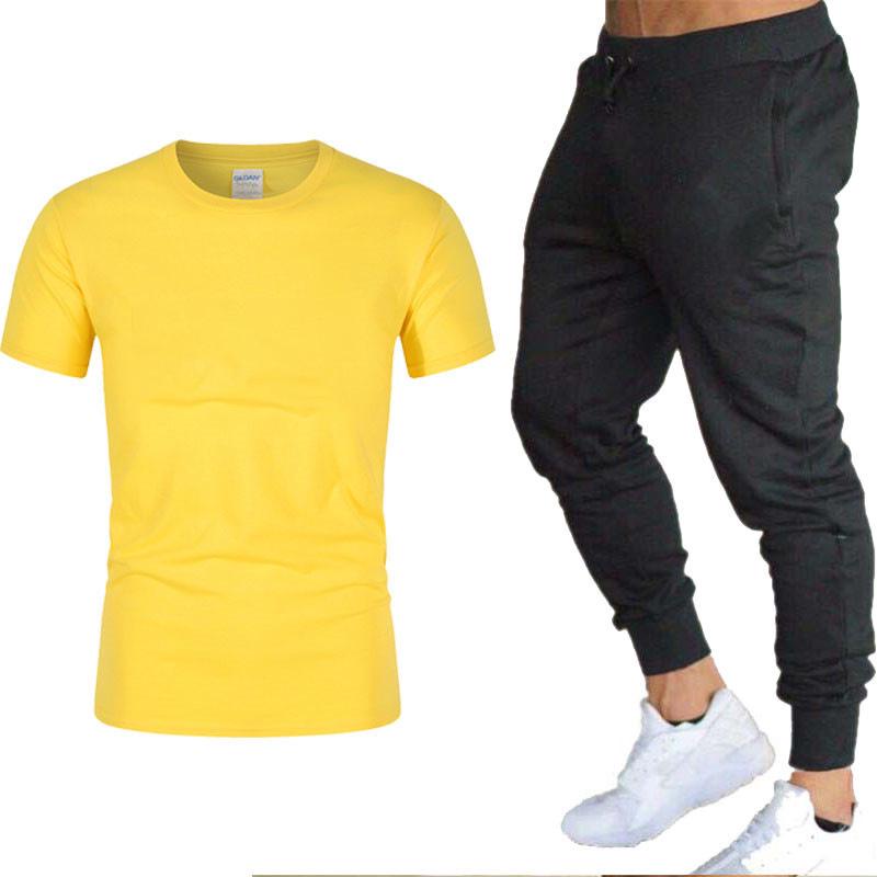 Men's Short Sleeve T-Shirt & Long Pants Two-Piece Set - Spring Collection