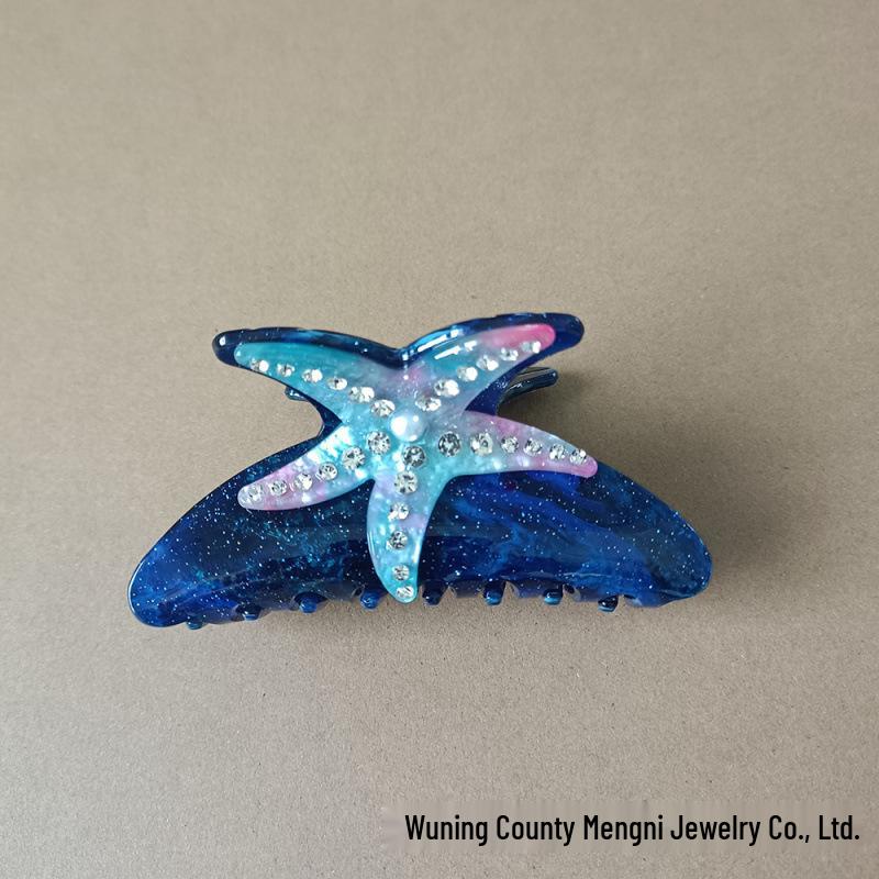 Elegancka spinka do włosów z cyrkoniami w kształcie rozgwiazdy i muszelkowa klamra do upięć