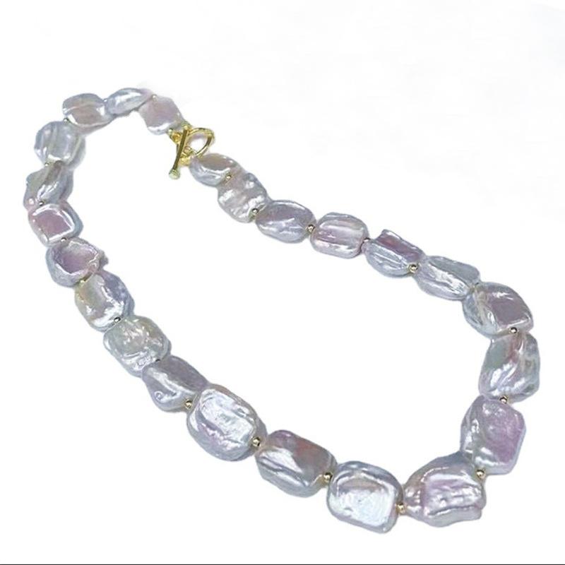 French special-shaped natural baroque pearl necklace women's ins niche high-end sense 11k gold injection OT buckle neck chain trendy