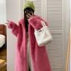 Womens Long Faux Fur Coat Thick Stand Collar Warm Winter Outerwear Elegant Casual Daily Wear