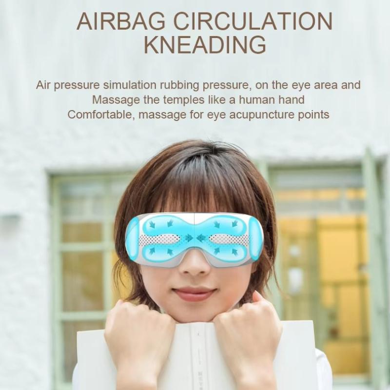 Portable Foldable Visible Intelligence Eye Massager Eye Care Device Smart Airbag Compression Eye Massage Glasses & Bluetooth Music for Improve Sleep
