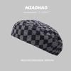 Womens Stylish Beret For Fall And Winter Cotton Fabric With Plaid Design