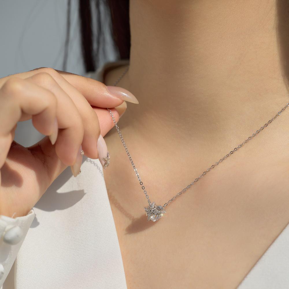 S925 Sterling Silver Women's Ring with Heart Pendant - Japanese & Korean Light Luxury, Exquisite Fairy Style.