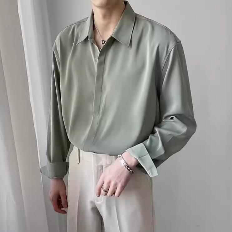 Men's Summer 2025 Lightly Mature Loose Fit Non-Iron Long Sleeve Shirt