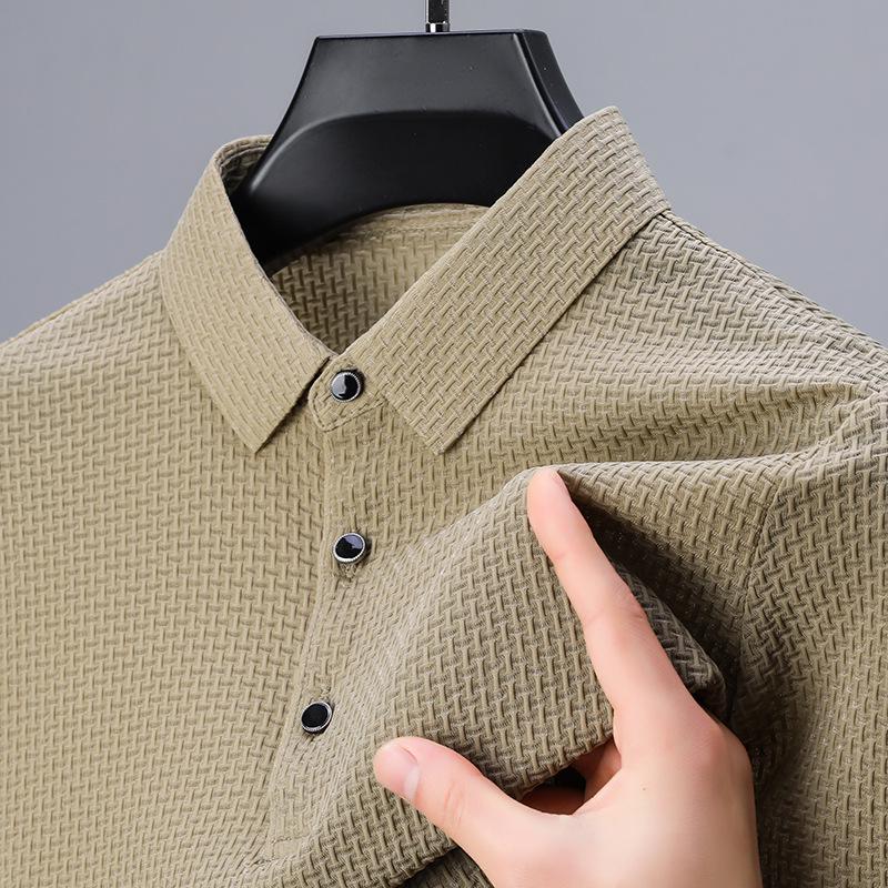 Men's Summer Casual Ice Silk Lapel T-shirt - Breathable, Thin, and Versatile