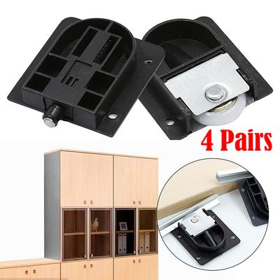 4pairs Sliding Door Roller Black High Quality Metal