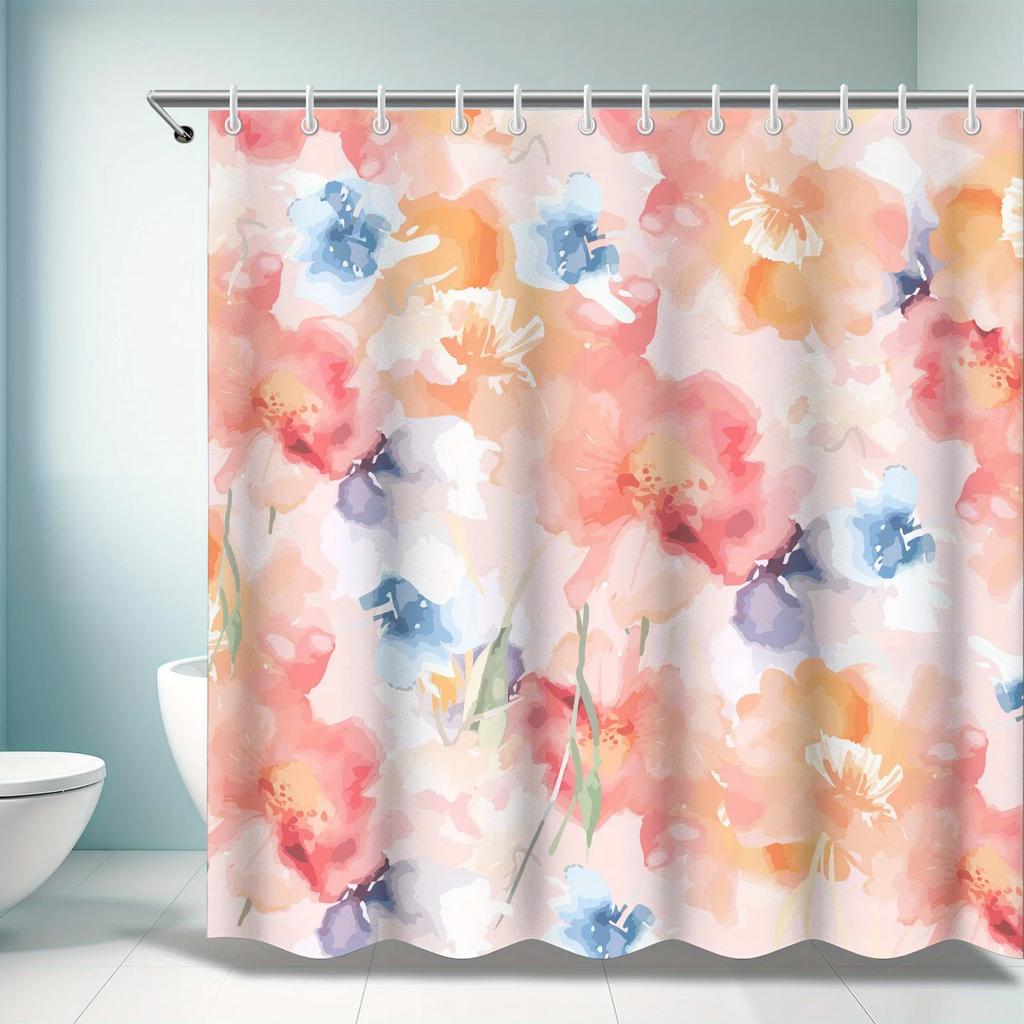 Colorful Abstract Floral Shower Curtain - Modern Bathroom Decor, Ideal for Friends Who Love Abstract Style, Home Accessories