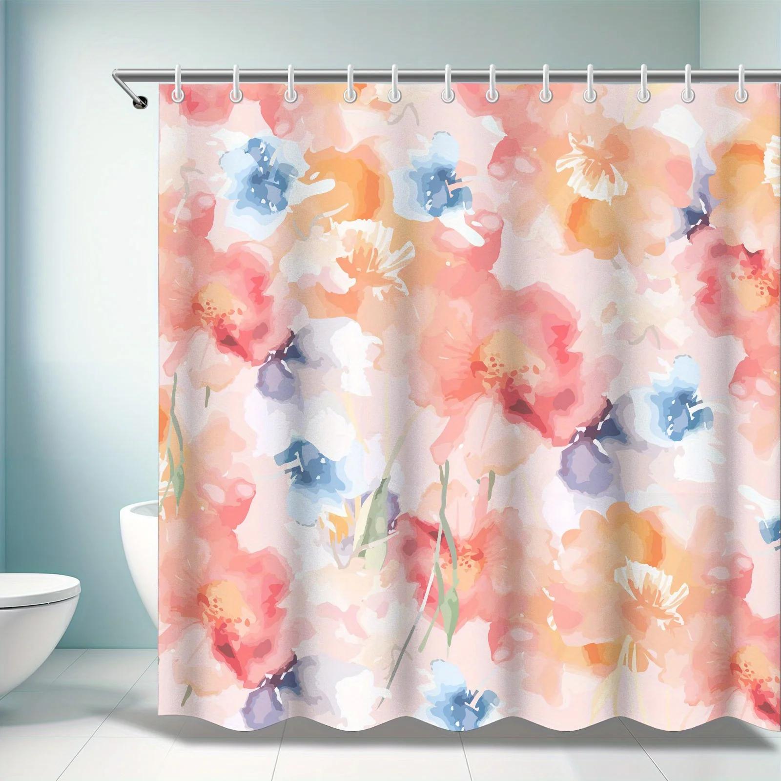 

Colorful Abstract Floral Shower Curtain - Modern Bathroom Decor, Ideal For Friends Who Love Abstract Style, Home Accessories W60H190(CM)-1 Pcs