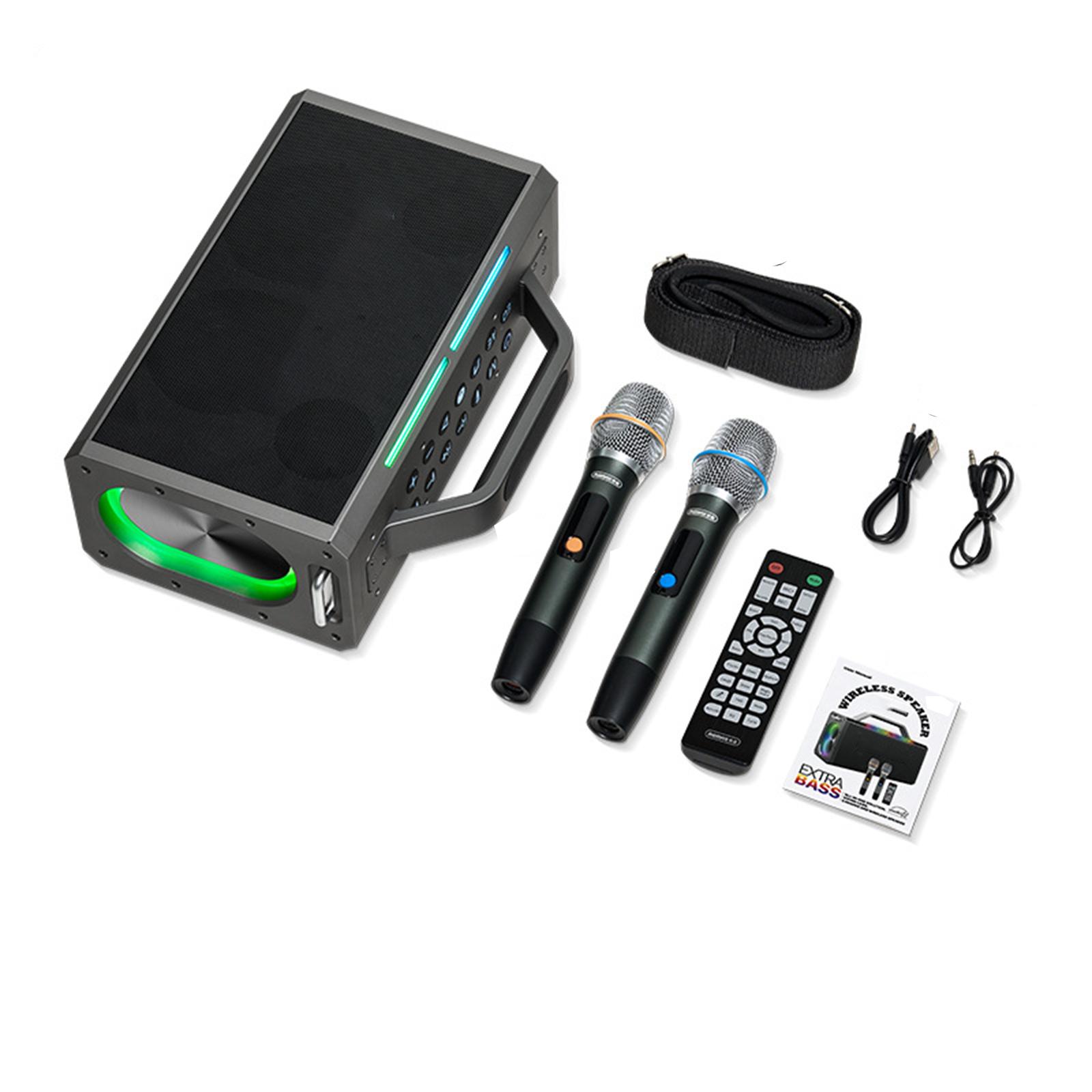 

Беспроводной уличный динамик Red Sky Lighting мощностью 140 Вт с двумя микрофонами, караоке-динамик Bluetooth, динамик для танцев чёрный