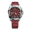 VICTORINOX I.N.O.X. CHRONO Watch, Chronograph, Recycled Stainless Steel Case (316L), Red Dial, Red Rubber Strap, Waterproof, Quick Release, Scratch-Re