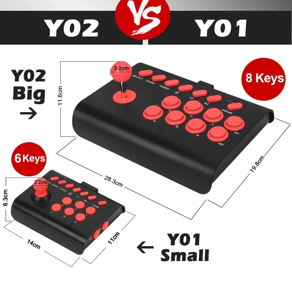 Y02 Arcade Joystick for PS4/PS3/Xbox One/Switch OLED/Android/iOS Wired Wireless Street Fighter Controller W Macro/Turbo Function