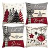 1Pc/4Pcs Christmas Pillow Cover, Merry Christmas, Rural Proverbs, Christmas Tree, Snowman, Bell, Snowflake Cushion Cover