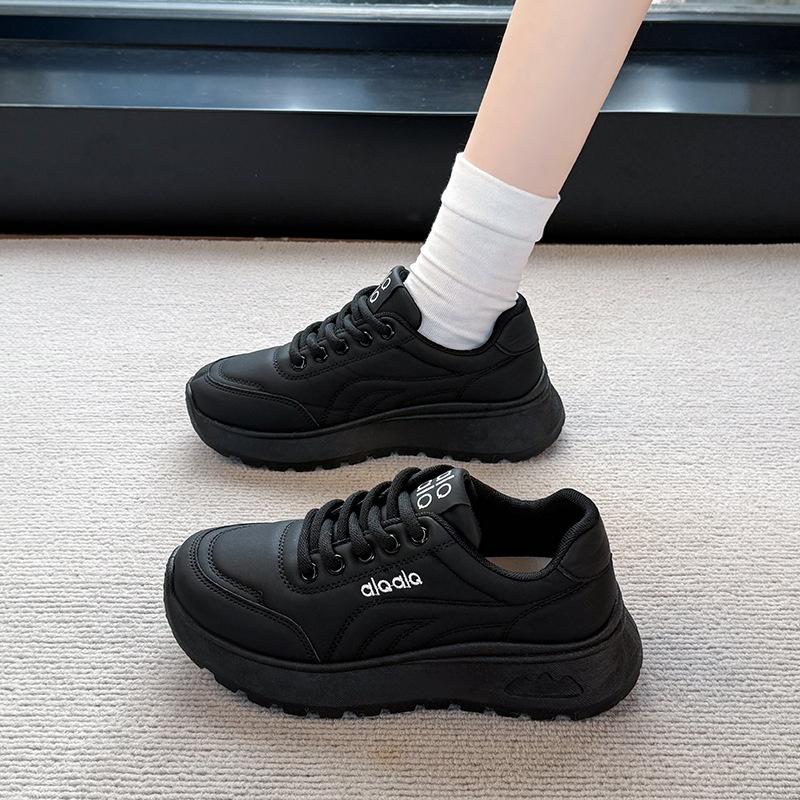Women s All Black Work Sneakers Non-slip Anti-fatigue Walking Shoes Soft Sole Occupational Footwear 35 чёрный