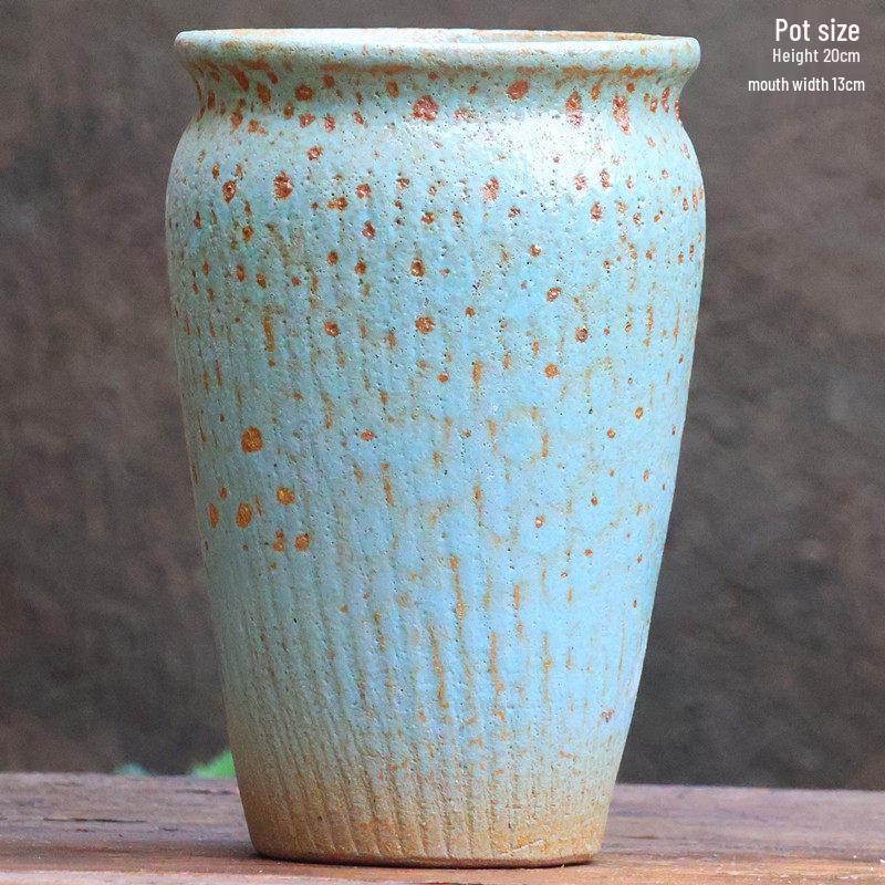 Handmade Coarse Ceramic Succulent Planter, Orchid Breathable Zisha Pot, Old Tree Design, Tall Rose Pot.