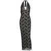 European and American style autumn new fashion women's clothing lace neck sexy deep V slim and thin dress