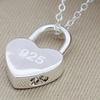 A square/heart shaped lock pendant necklace, suitable for women's wedding engagement daily gift heart shaped lock pendant necklace