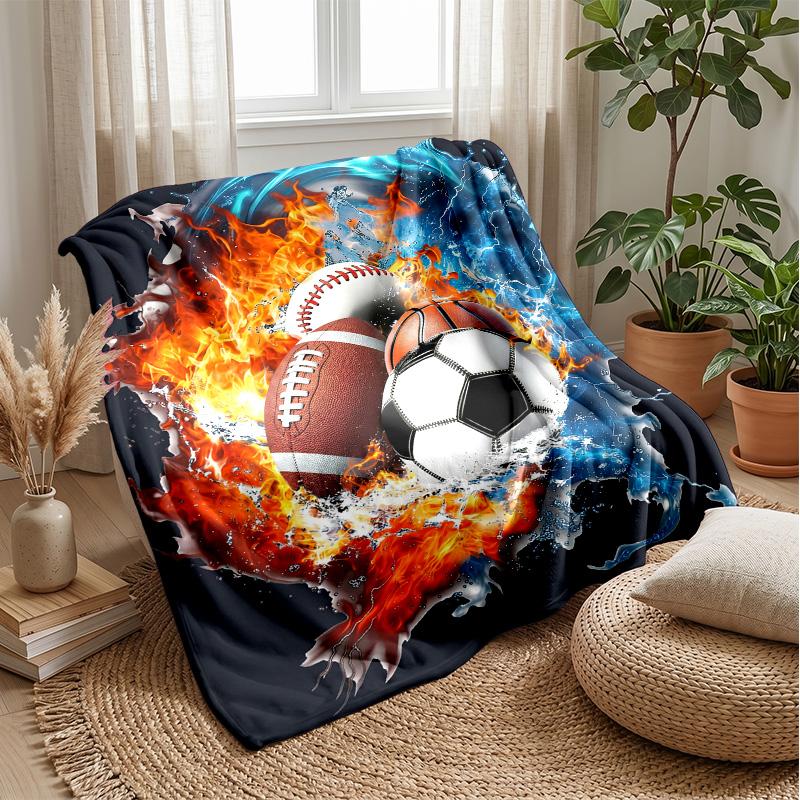 Sports in Flames and Water 7 Theme blanket Lightweight Warm Flannel Blanket Decorative Throw Blanket for Home Decoration