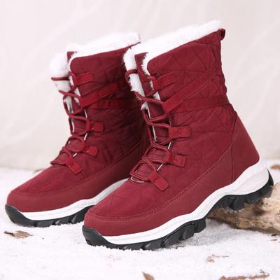 Stivaletti invernali da donna spessi e caldi, da trekking, con lacci, da neve, scarpe alte