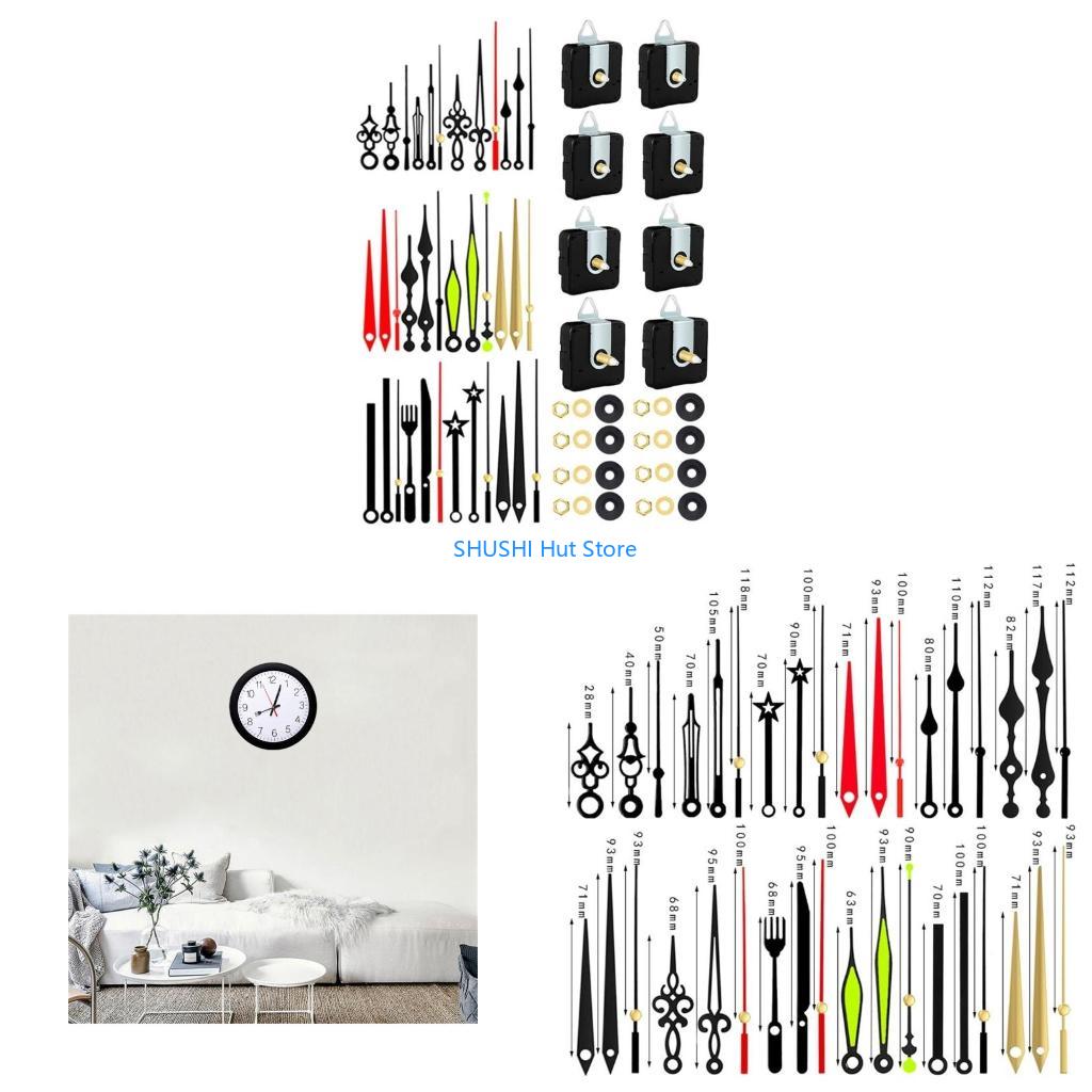

Customizable Wall Clock Movement Kits 8Pcs Quiet Quartzs Clock Motor with 12 Different Hands Set 13/18/24mm Shaft Length D57B China Mainland