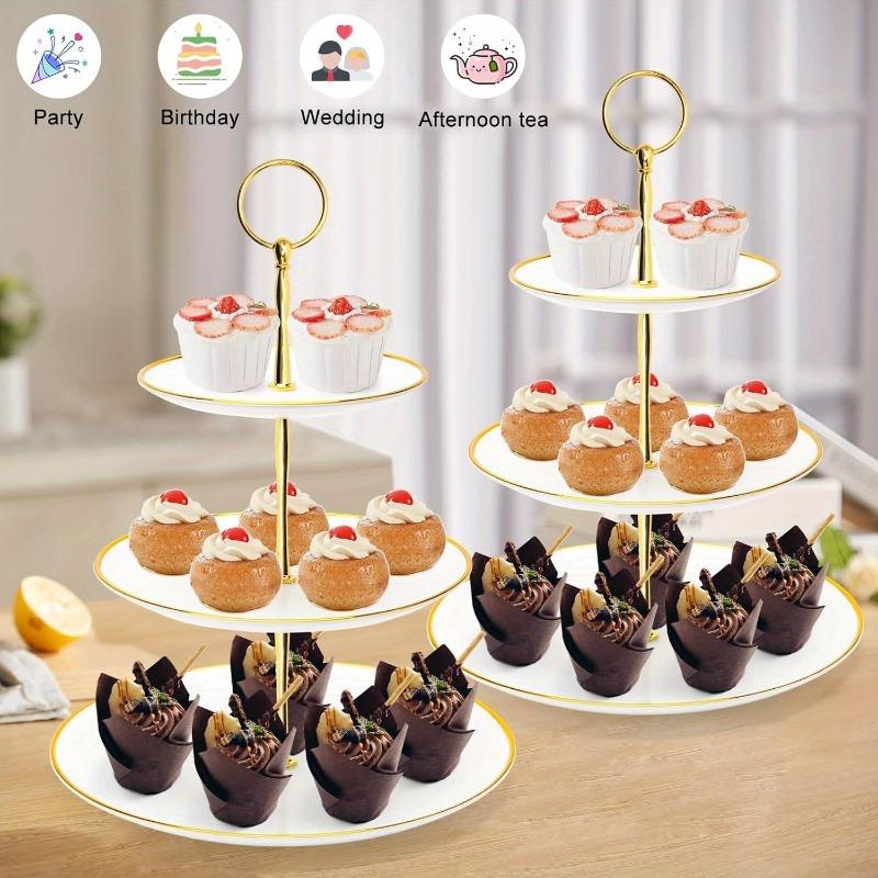Eleganter 3-stöckiger Cupcake-Ständer mit goldenen Akzenten - Perfekt für Teepartys, Babypartys & Hochzeiten