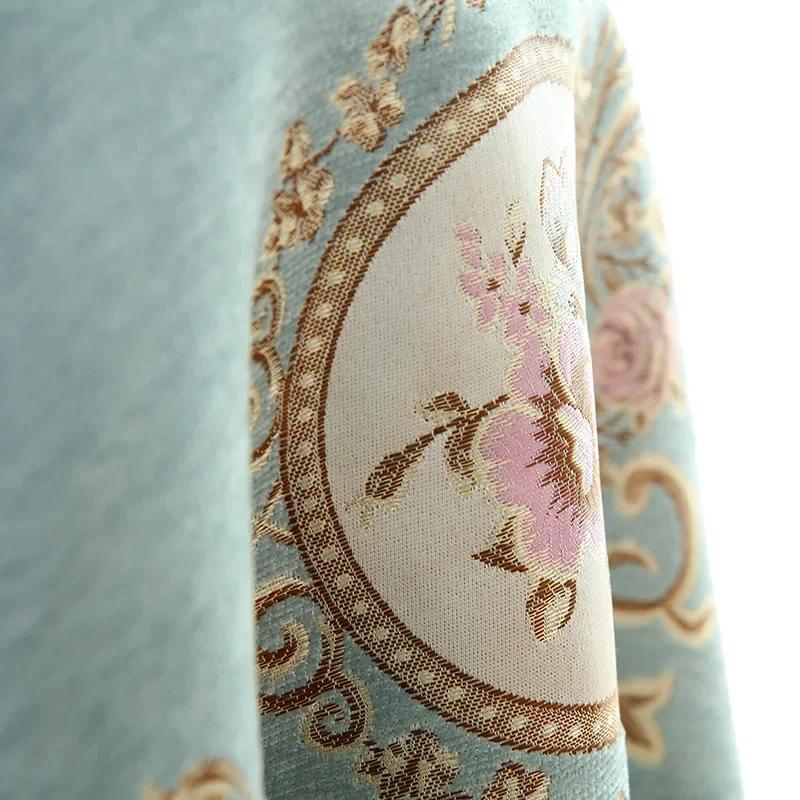 Hochwertige Quastenstickerei Tischdecke Europäisches Chenille Garngefärbtes Jacquard Rundtischdecke Klassische Kaffeetischdecke