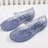 New Summer Women's Baotou Hollow Out Wedges Beach Sandals Soft Sole Non Slip Transparent Crystal Sandals Mom's Sandals