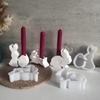 3PCS Silicone Candle Base Molds Resin Epoxy Molds Rabbit Shape Candle Holder Molds Silicone Texture Candlestick Moulds