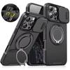 Luxusní pouzdro Magsafe Magnetic Wireless Charging Armor pro iPhone 16 15 14 13 12 11 Ochranný kryt fotoaparátu Pro Max Plus Slide Camera